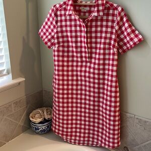 Boden red/white checked short sleeve dress, size 6